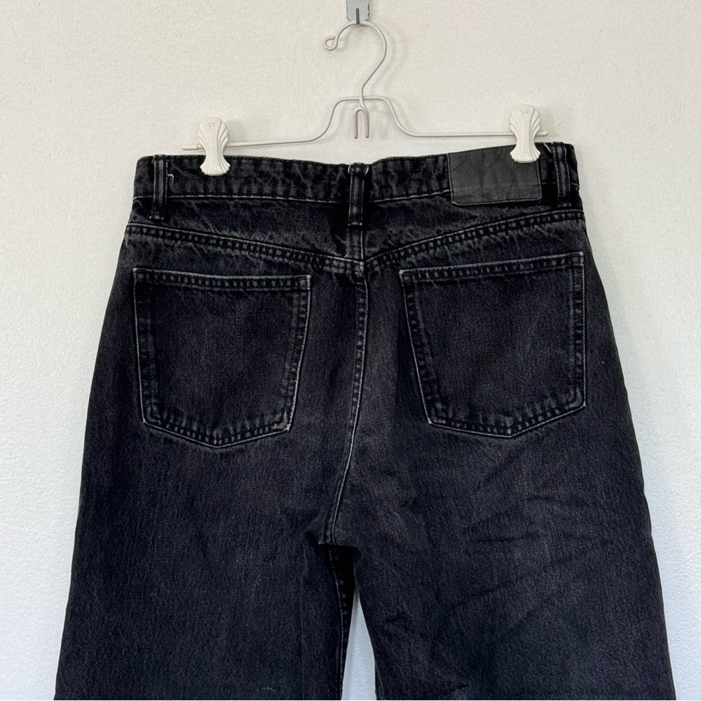 Zara Loose Fit  Wide Leg Crop Length Black Jeans Sz 8 - Picture 10 of 11